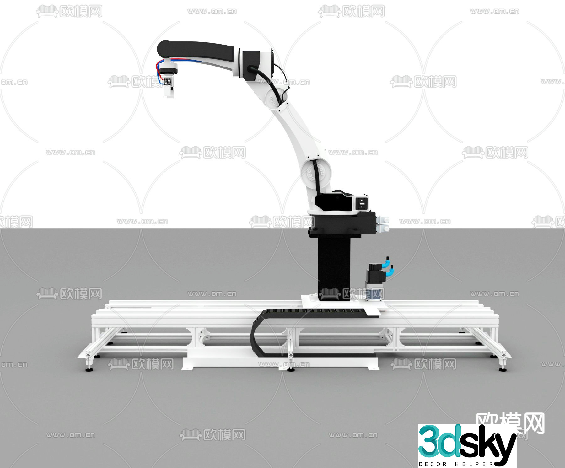 Modern automated robotic arm with track 3d model