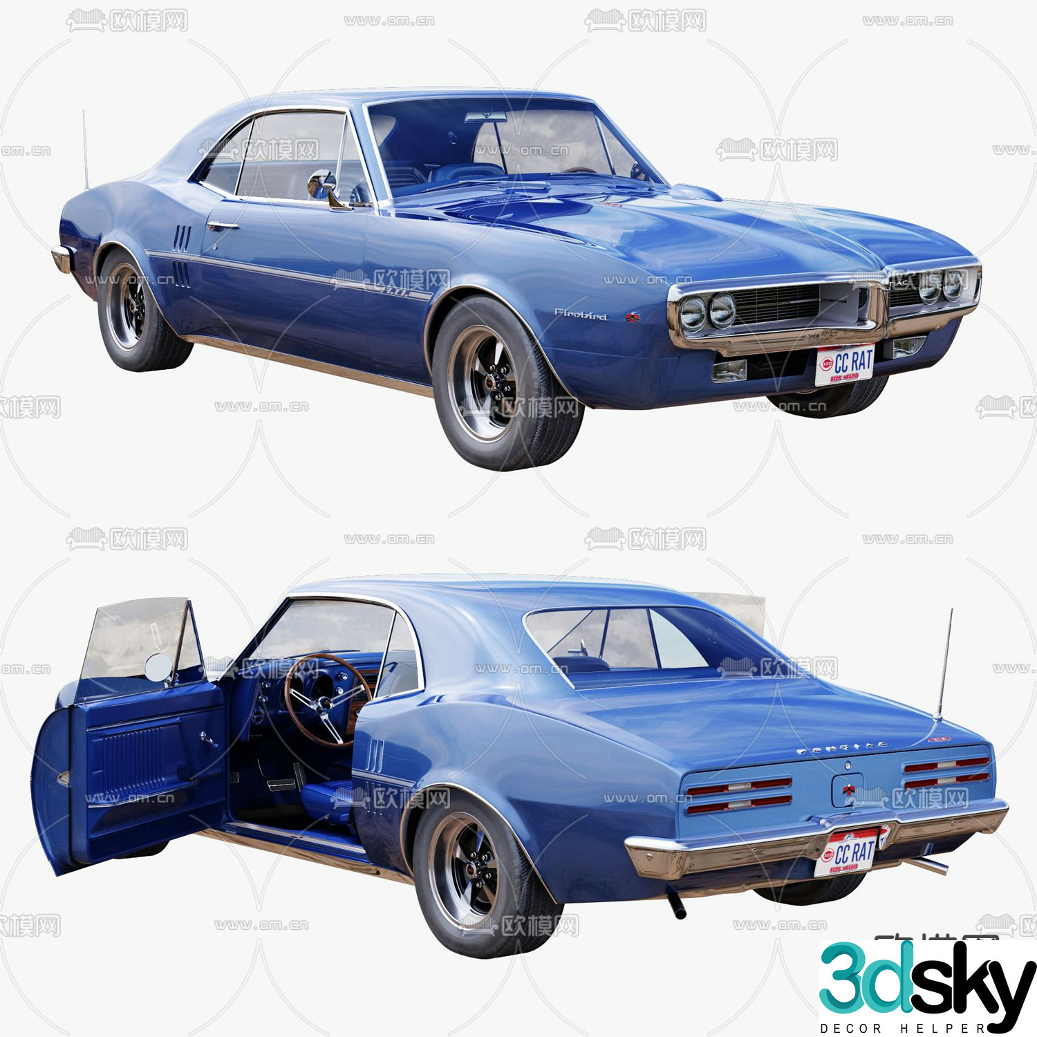 Modern blue Pontiac car 3d model