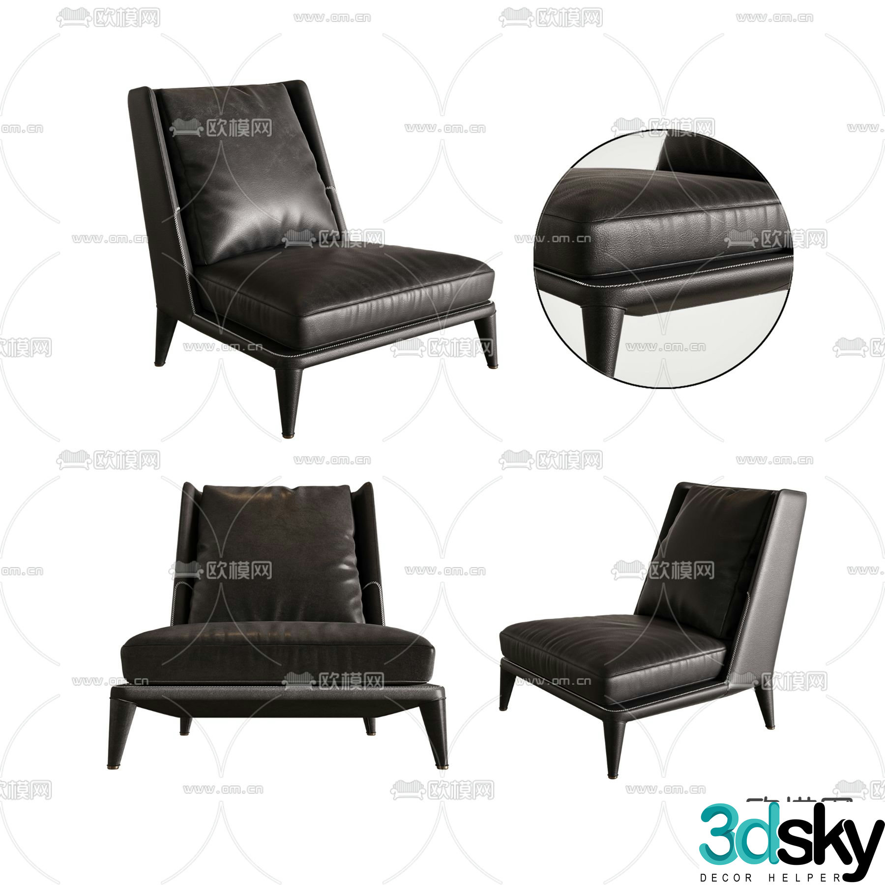 B&B italia modern black single sofa 3d model