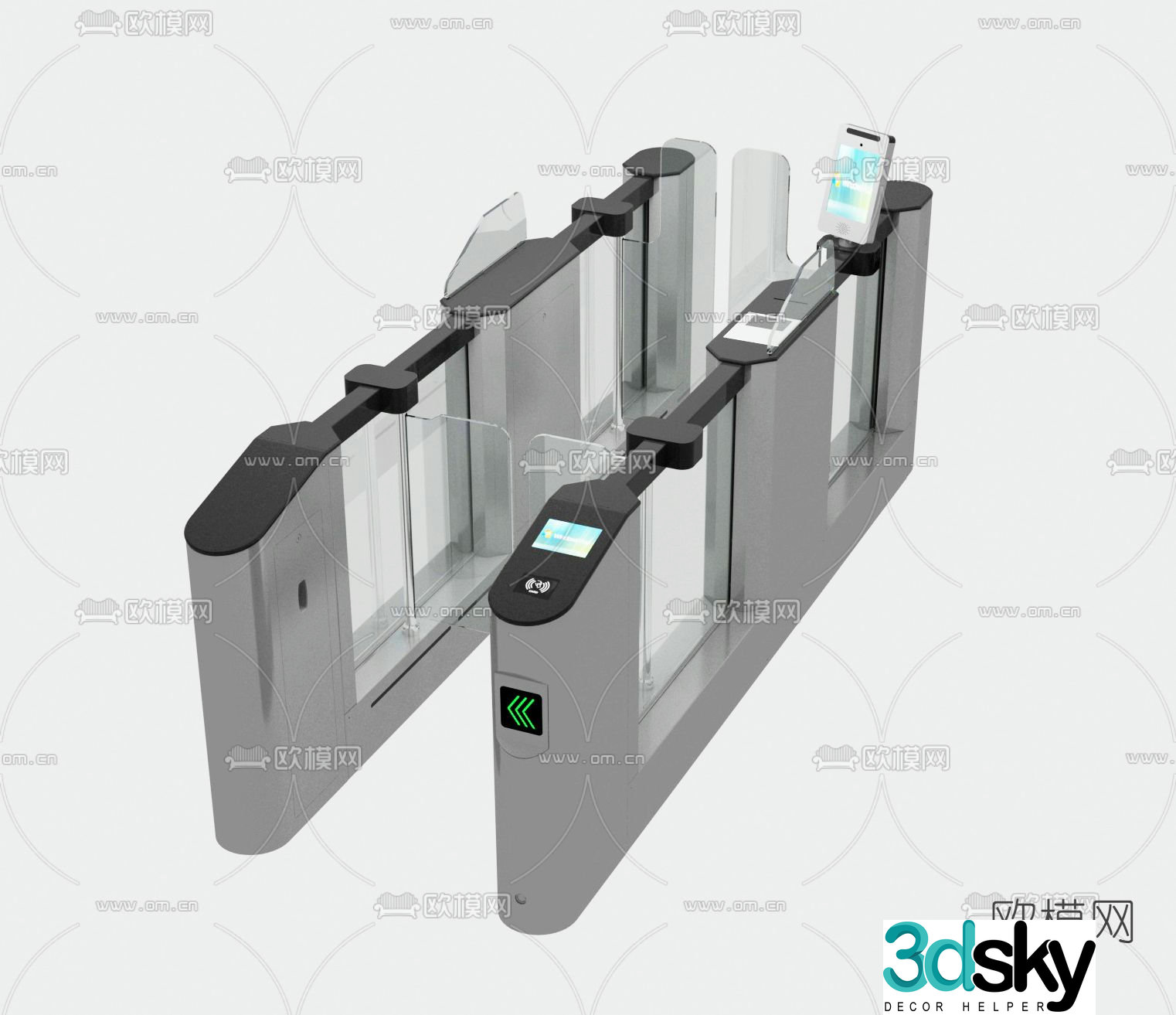 Modern access gate 3d model