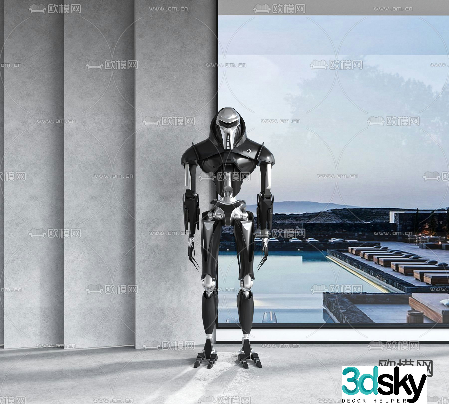 Modern robot ornament 3d model