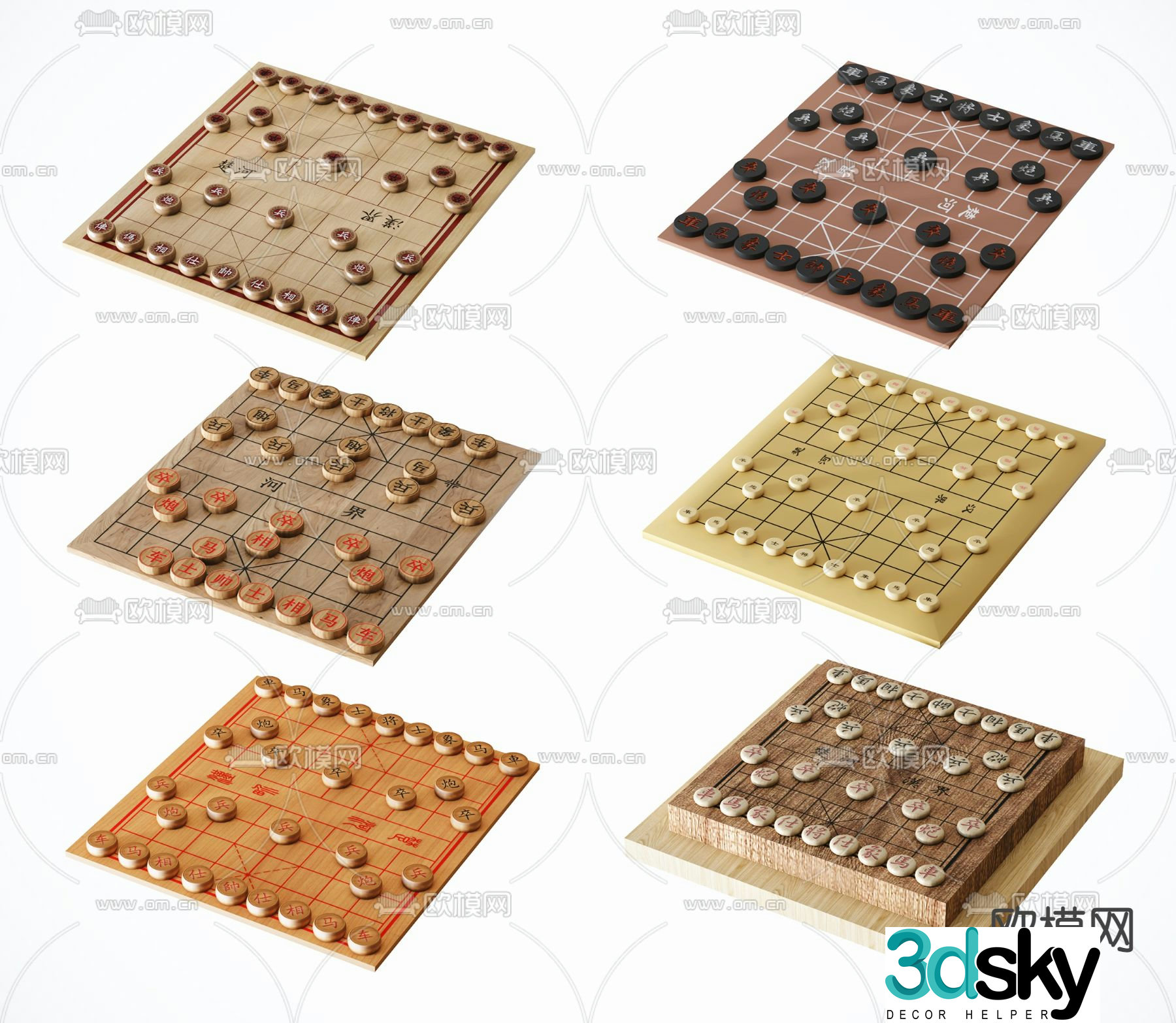 Chinese chess board 3d model