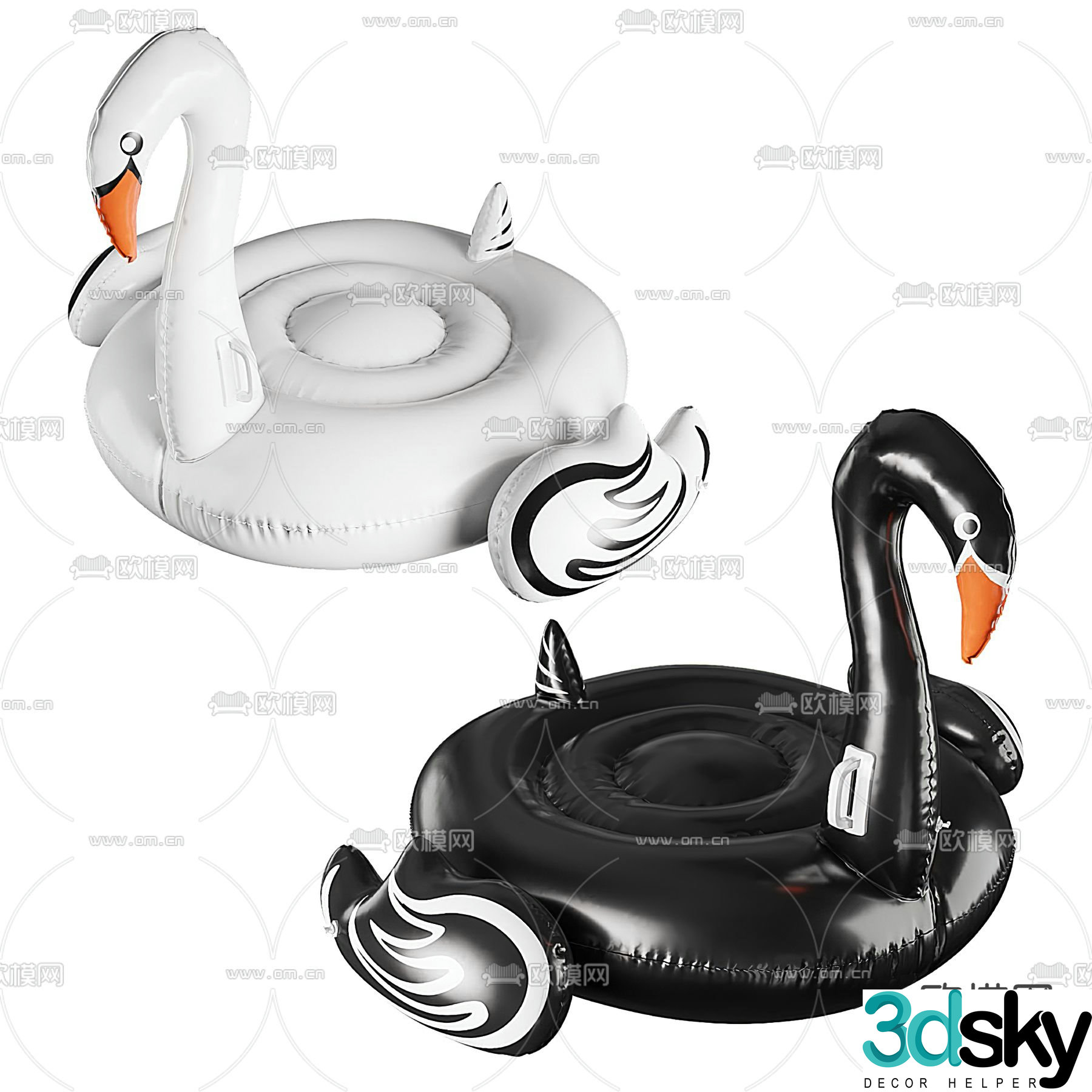 Modern swan children’s swimming ring 3d model