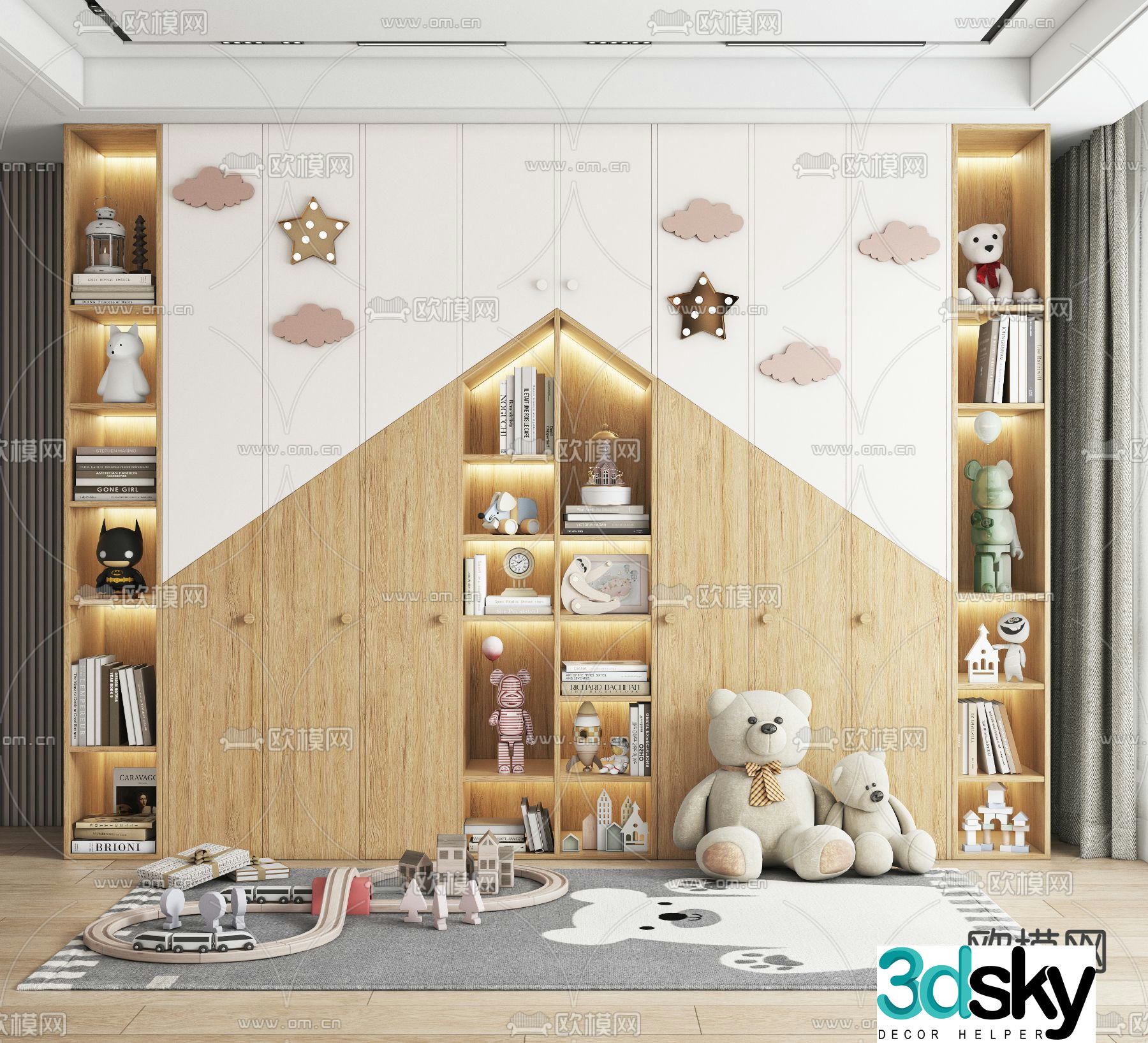 Modern children’s bookcase 3d model