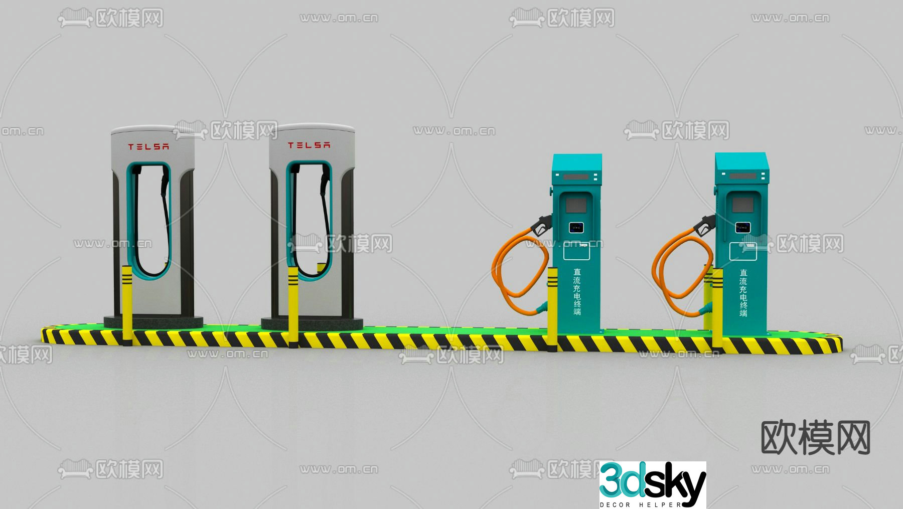 Modern outdoor new energy charging pile 3D model