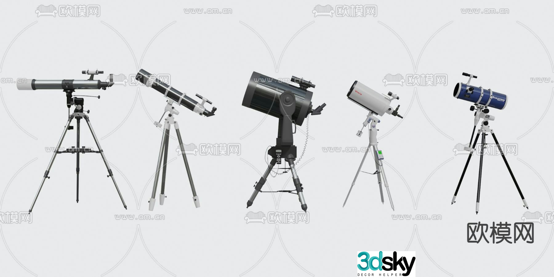 Modern astronomical telescope 3d model