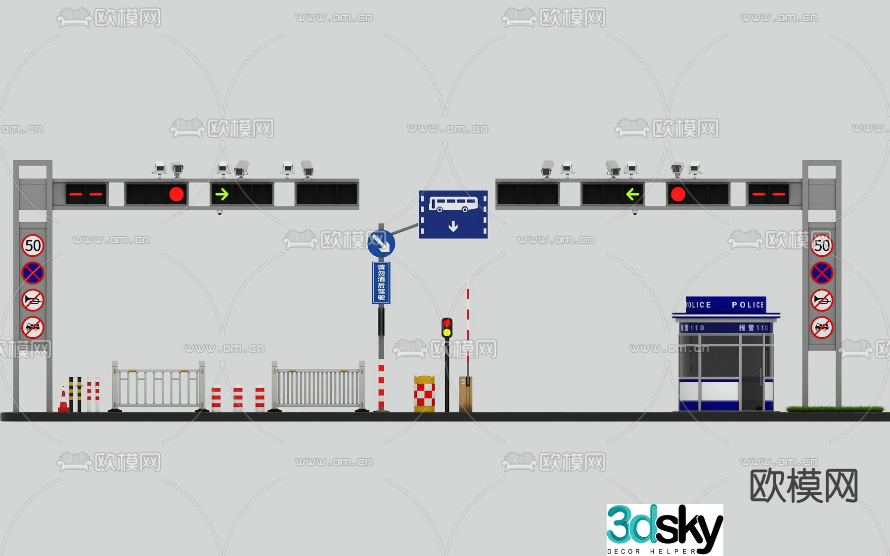 3D model of modern transportation facilities traffic light booth