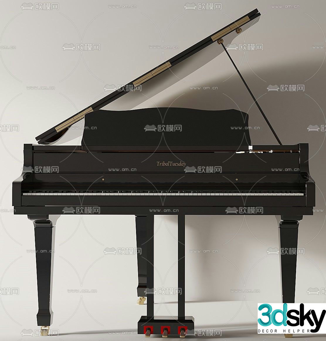 black piano 3d model
