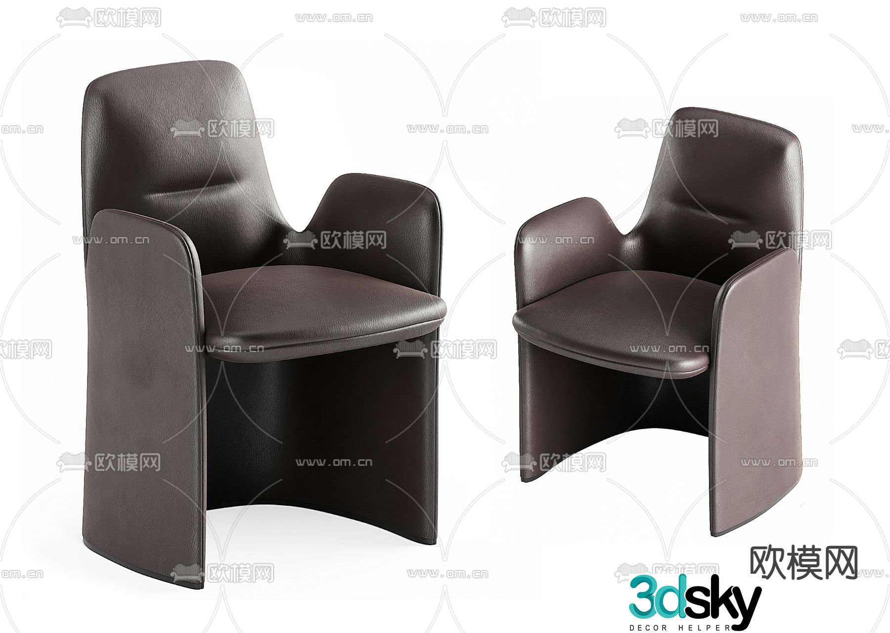 Pertica red brown lounge chair 3d model