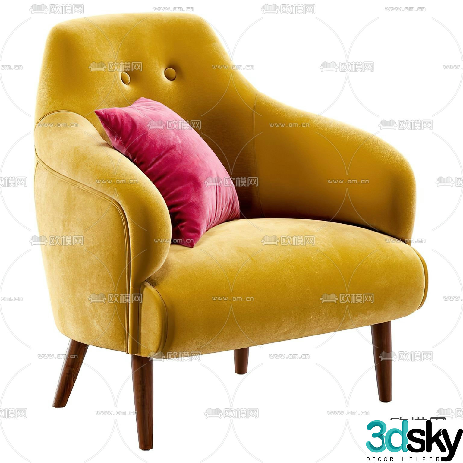 Natuzzi modern yellow single sofa 3d model