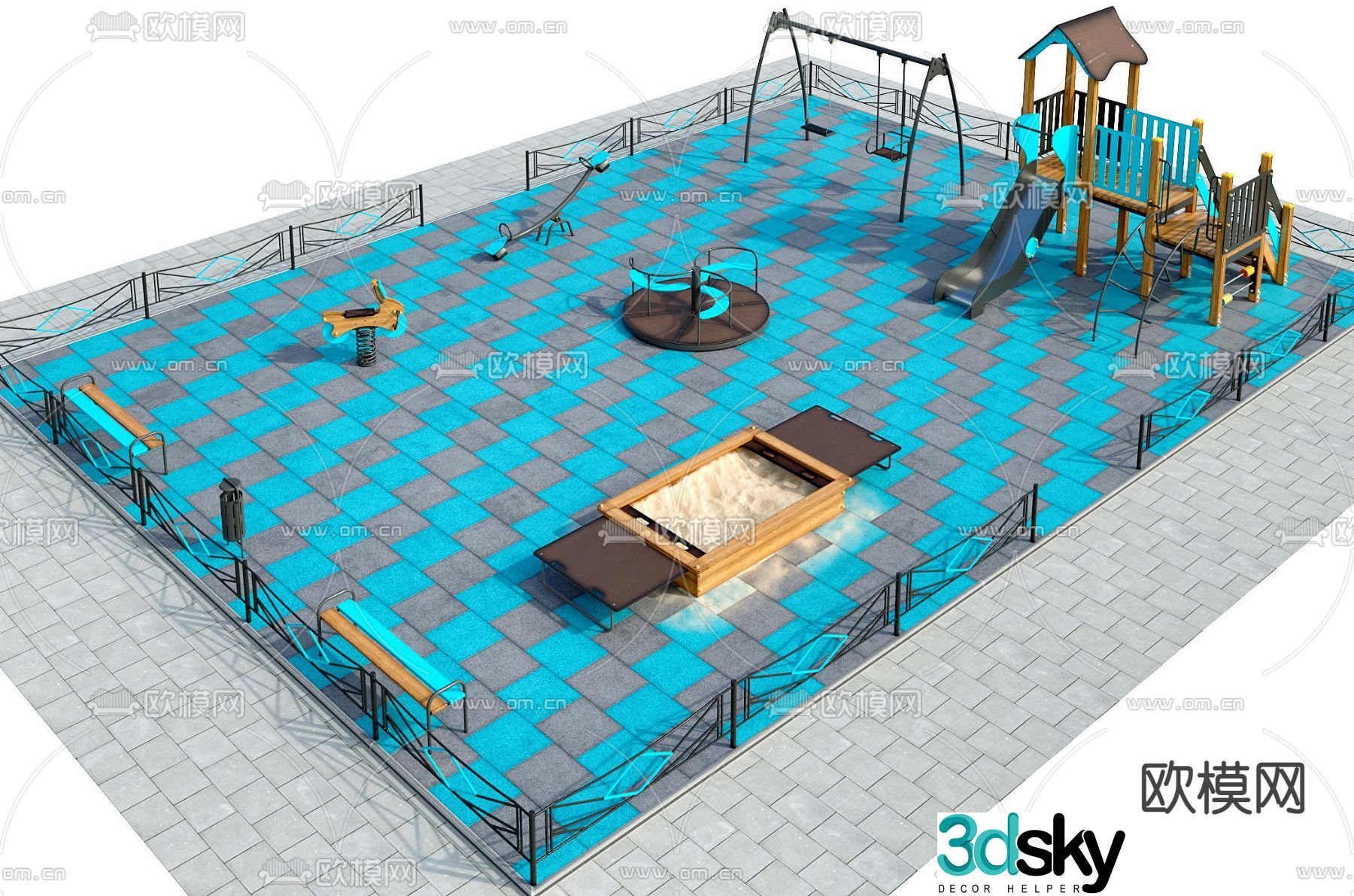 Modern slide children's play equipment 3d model