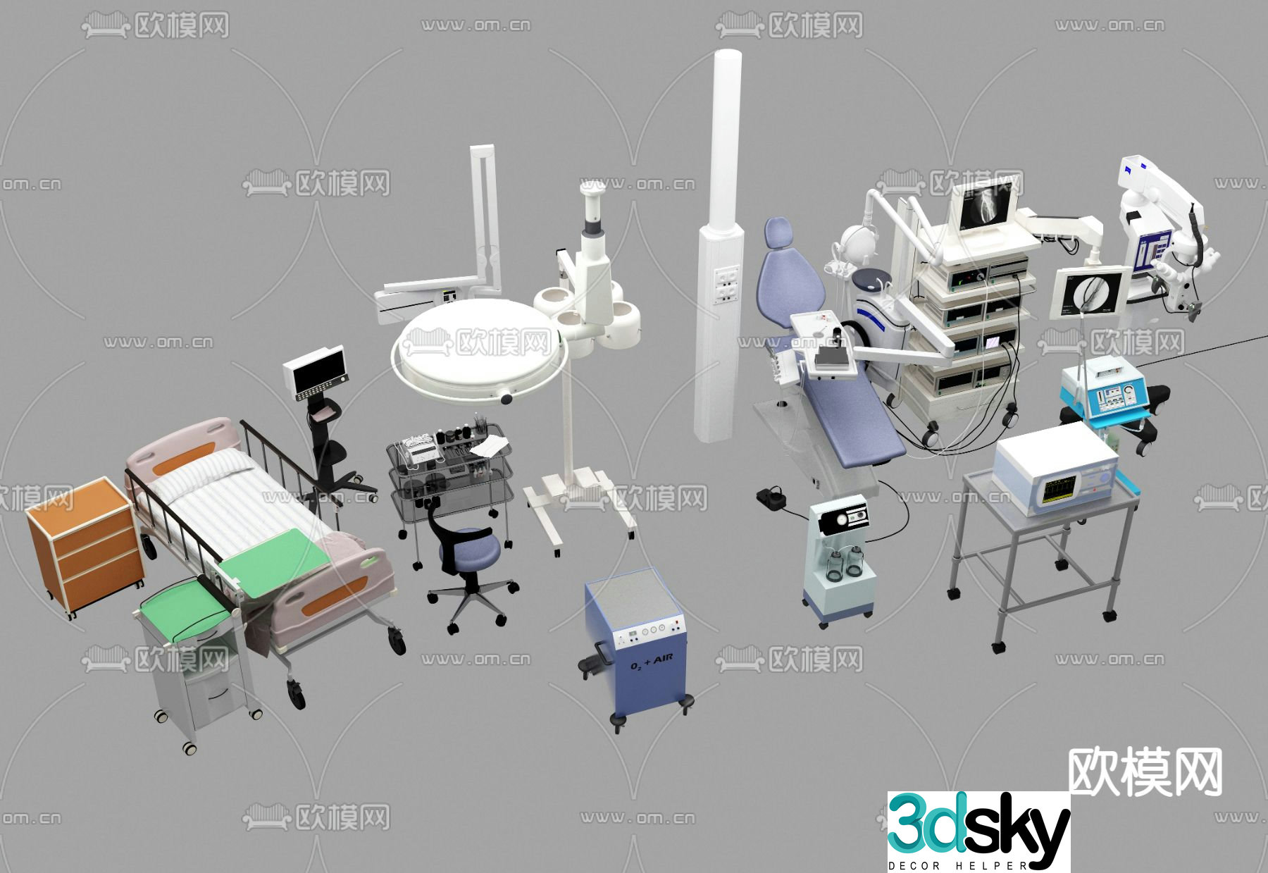 Hospital medical equipment 3d model