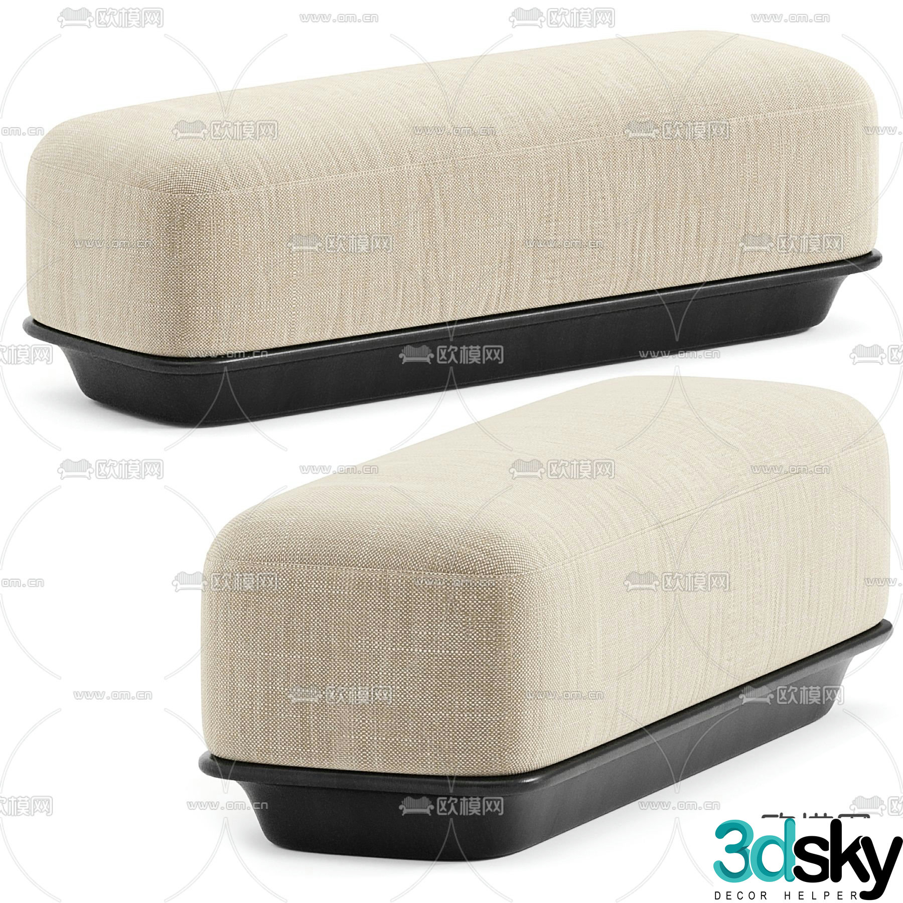 Poliform fabric bench 3d model