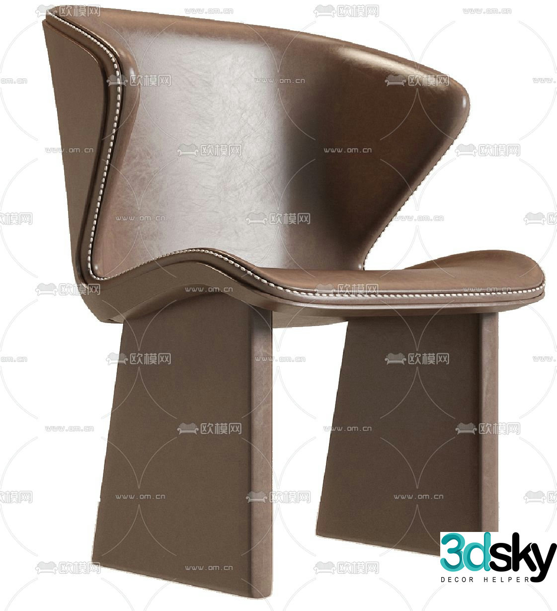 Minotti modern leather side chair 3d model