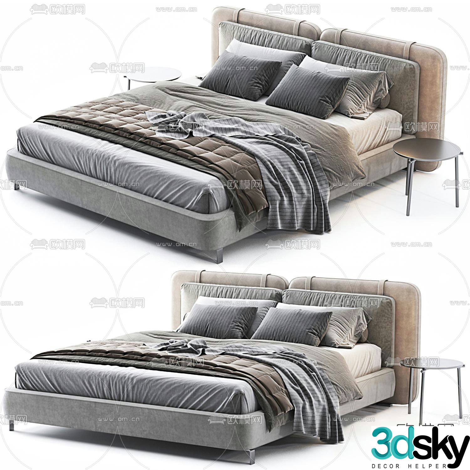 B&B italia modern double bed 3d model