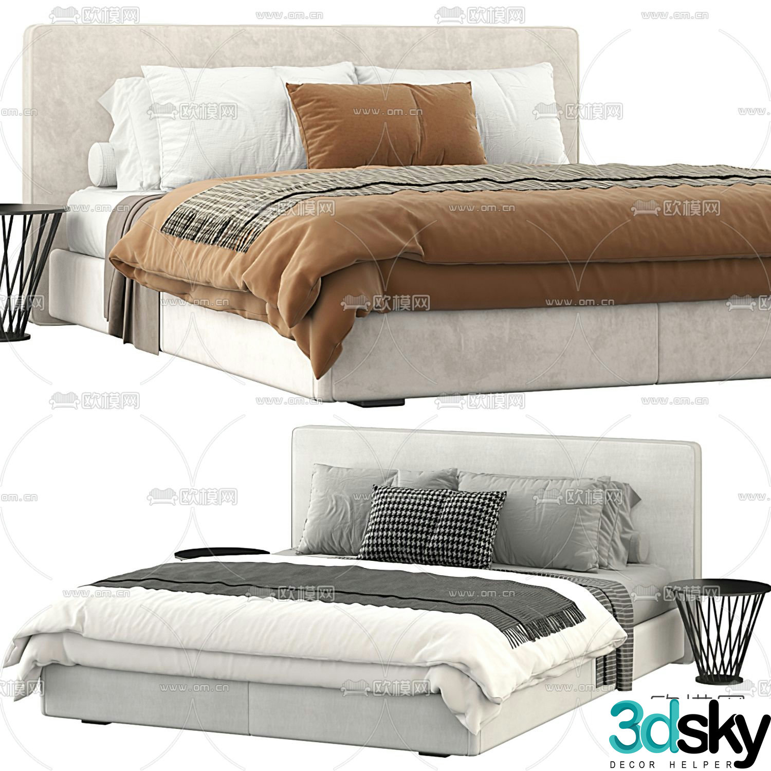 B&B italia modern double bed 3d model