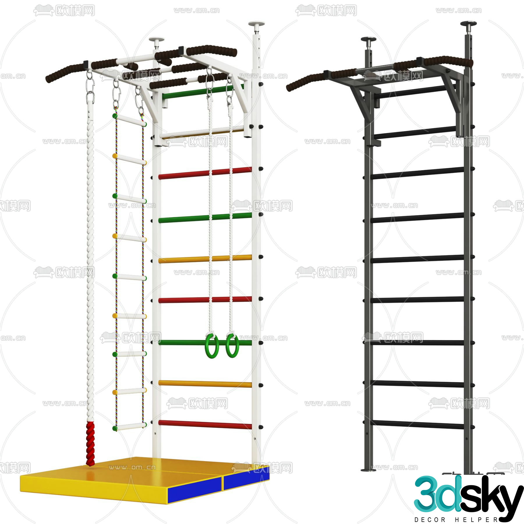 Modern minimalist metal fitness equipment free 3d model