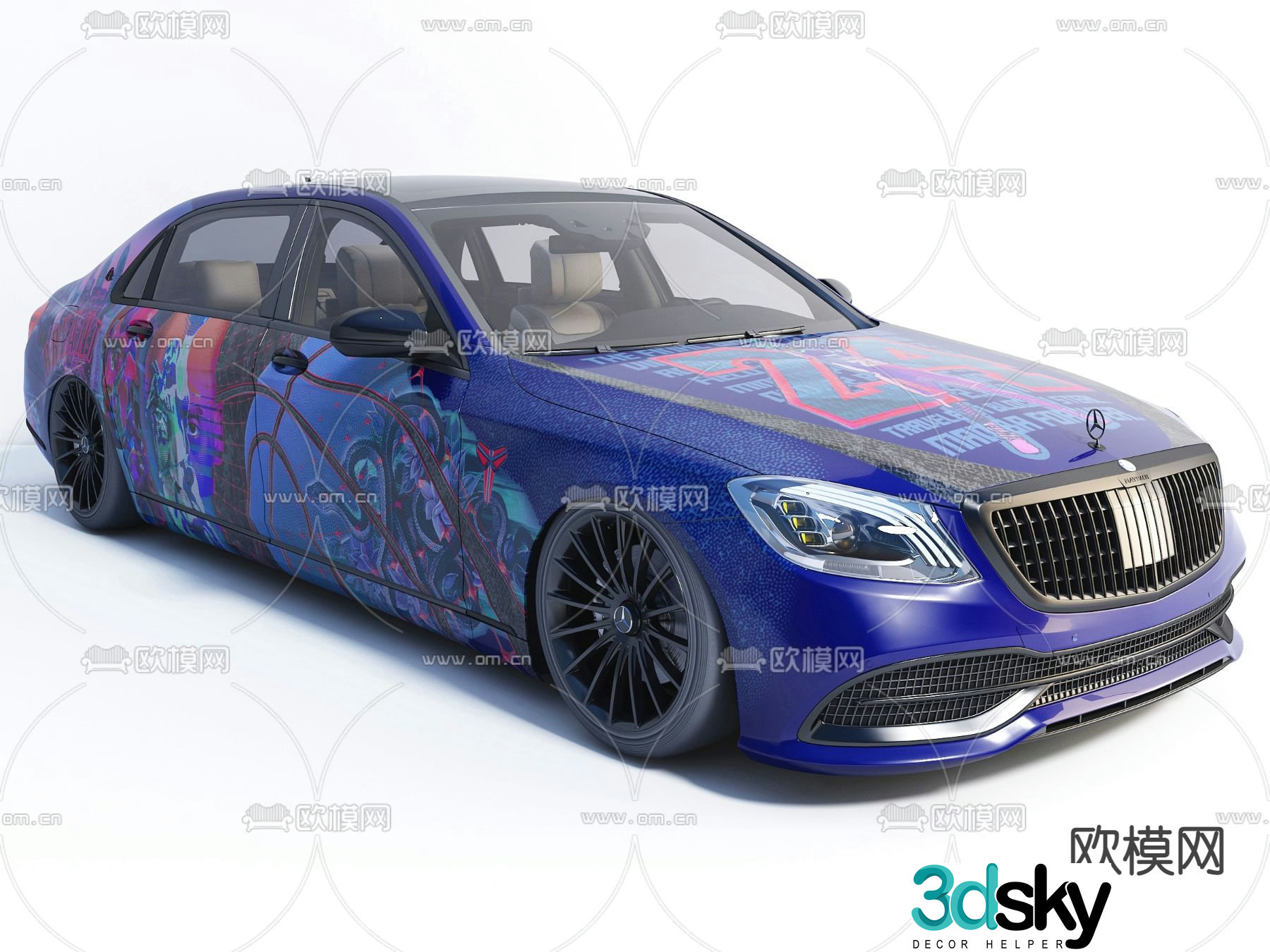 racing mercedes car 3d model