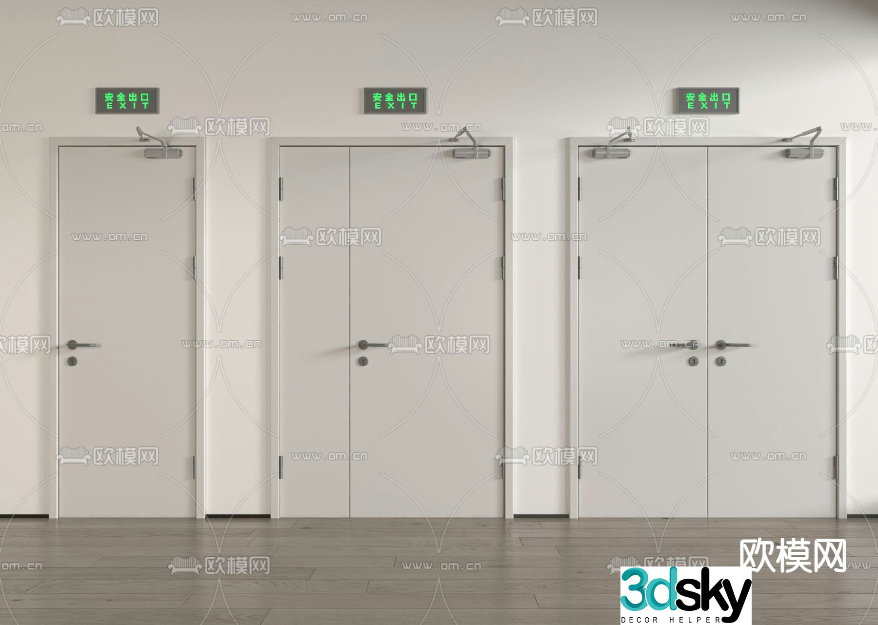 Modern security door fire door 3d model