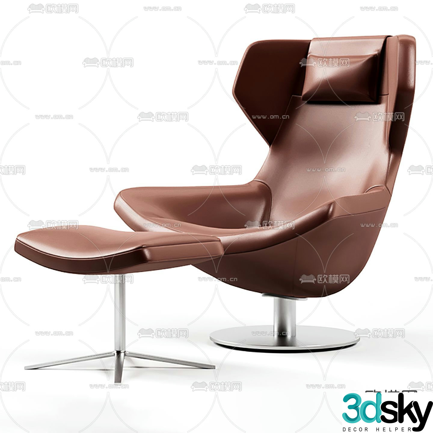 B&B italia modern leather lounge chair 3d model
