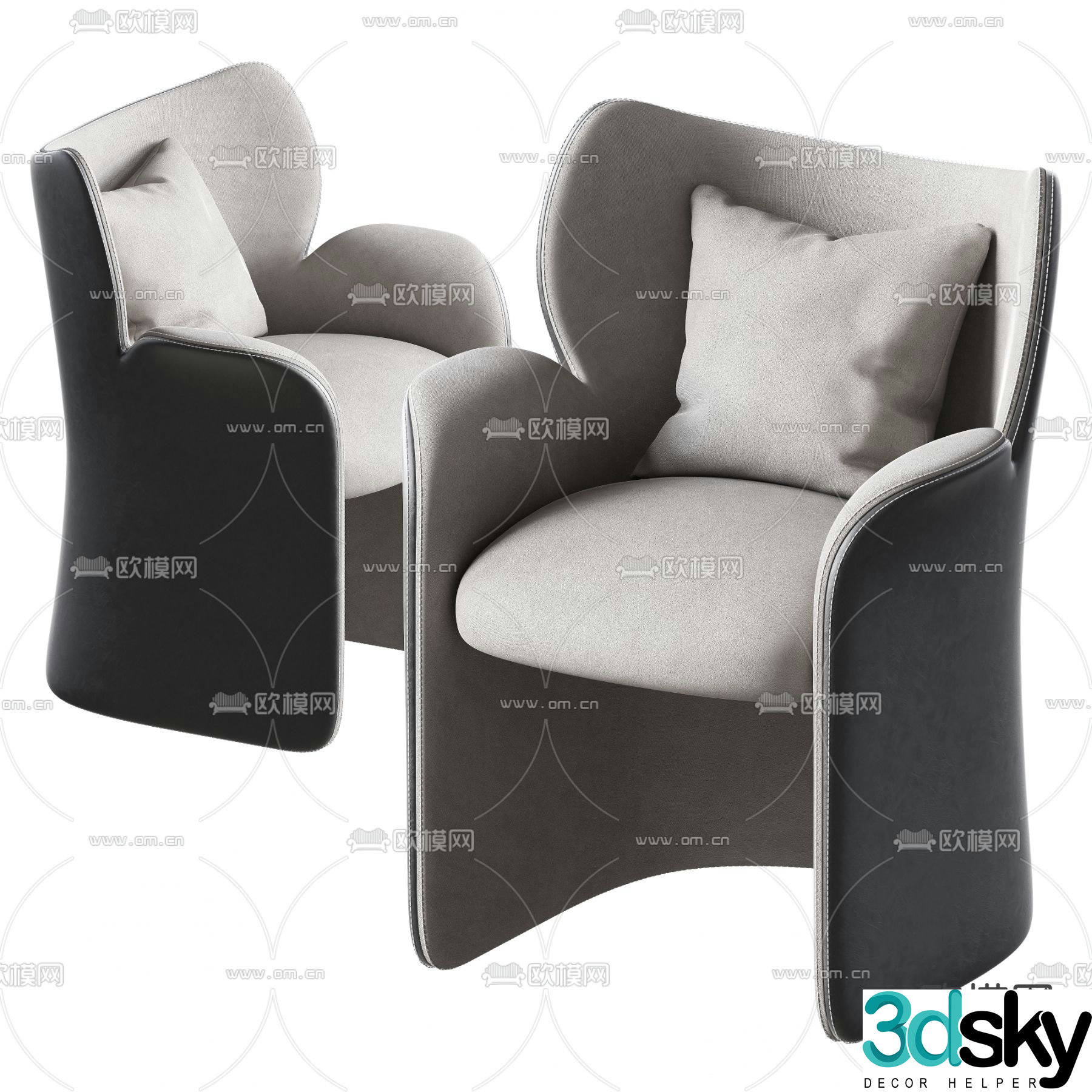 NatuzziItalia black and gray lounge chair 3d model