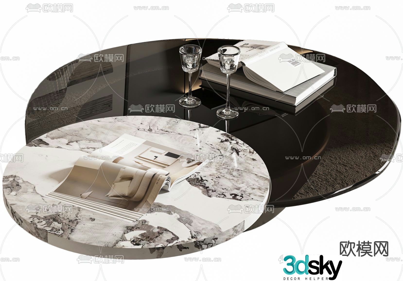 Pertica modern round coffee table 3d model