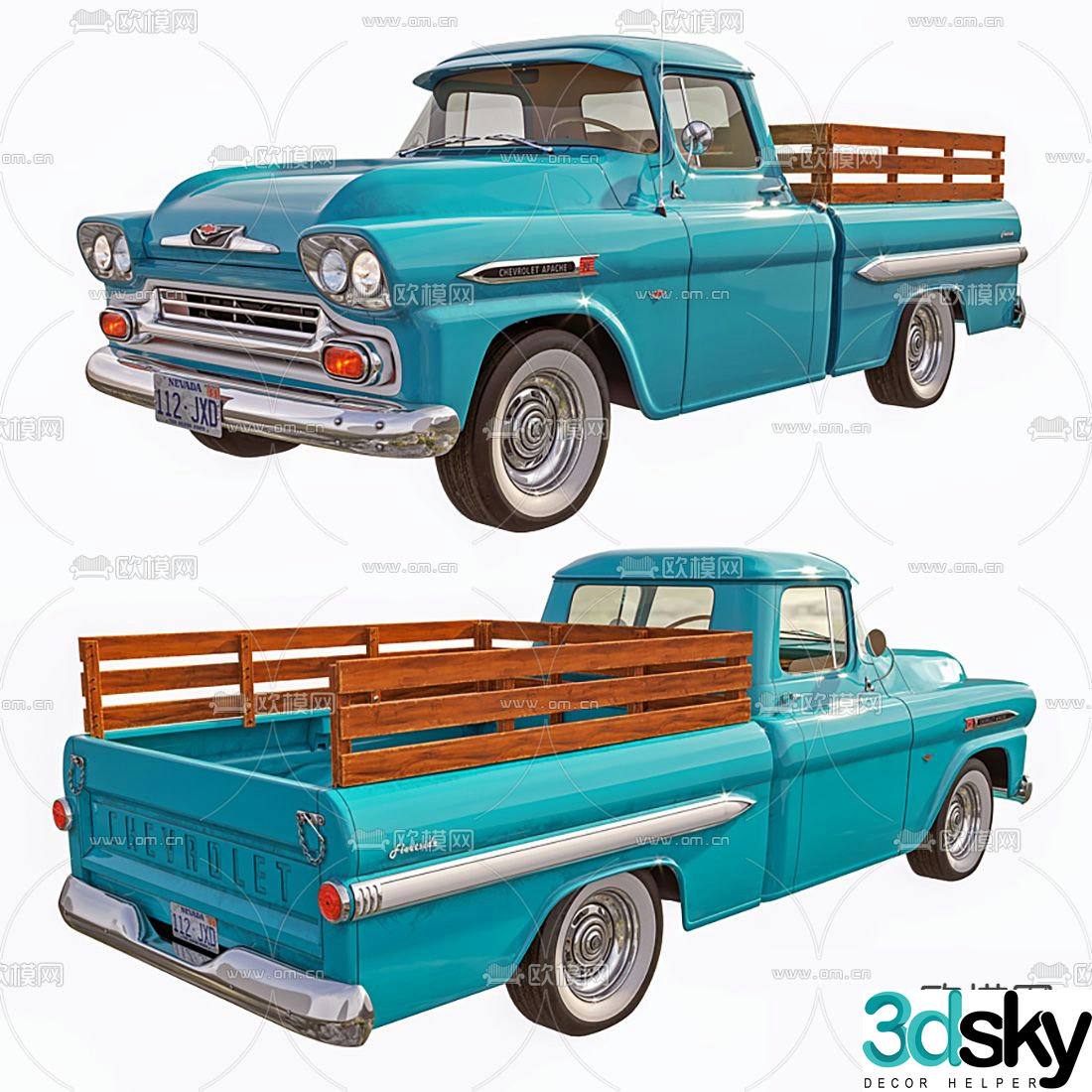 Hyundai Tiffany Blue Pickup Truck Car 3d Model