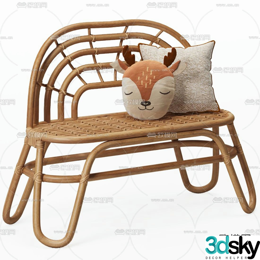 Modern rattan children’s chair 3d model