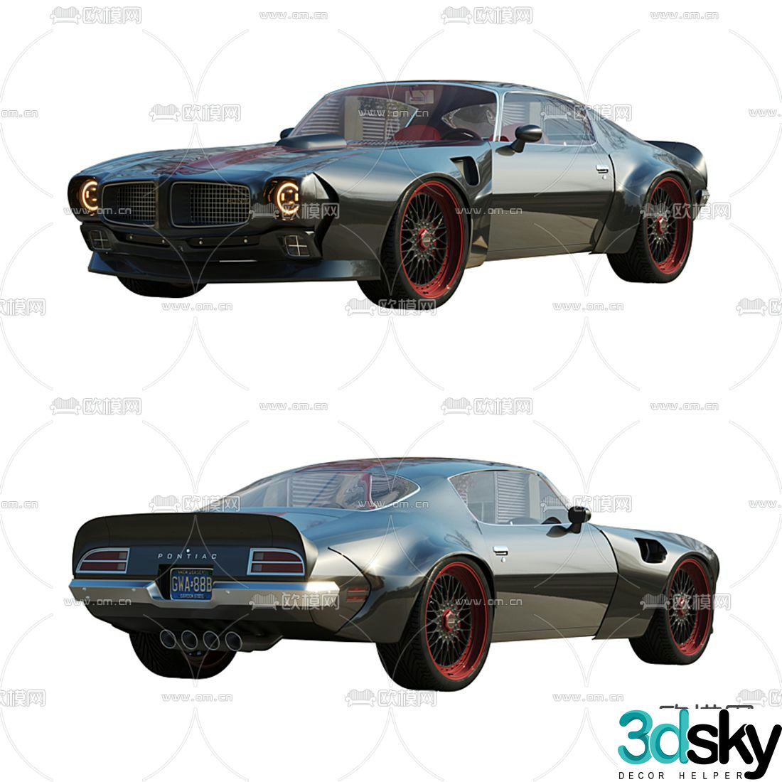 Modern retro car classic car 3d model