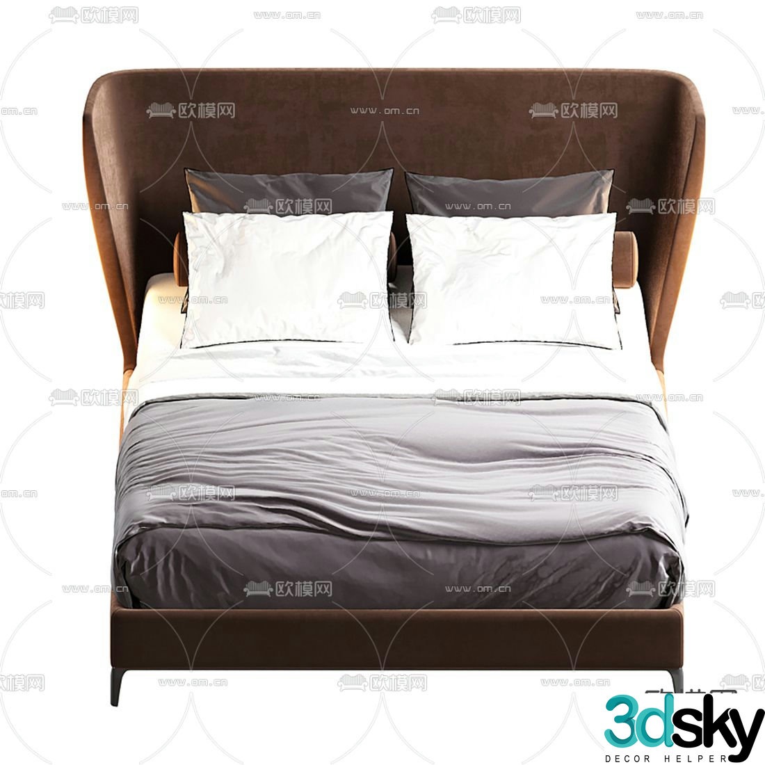 Poliform high back double bed 3d model
