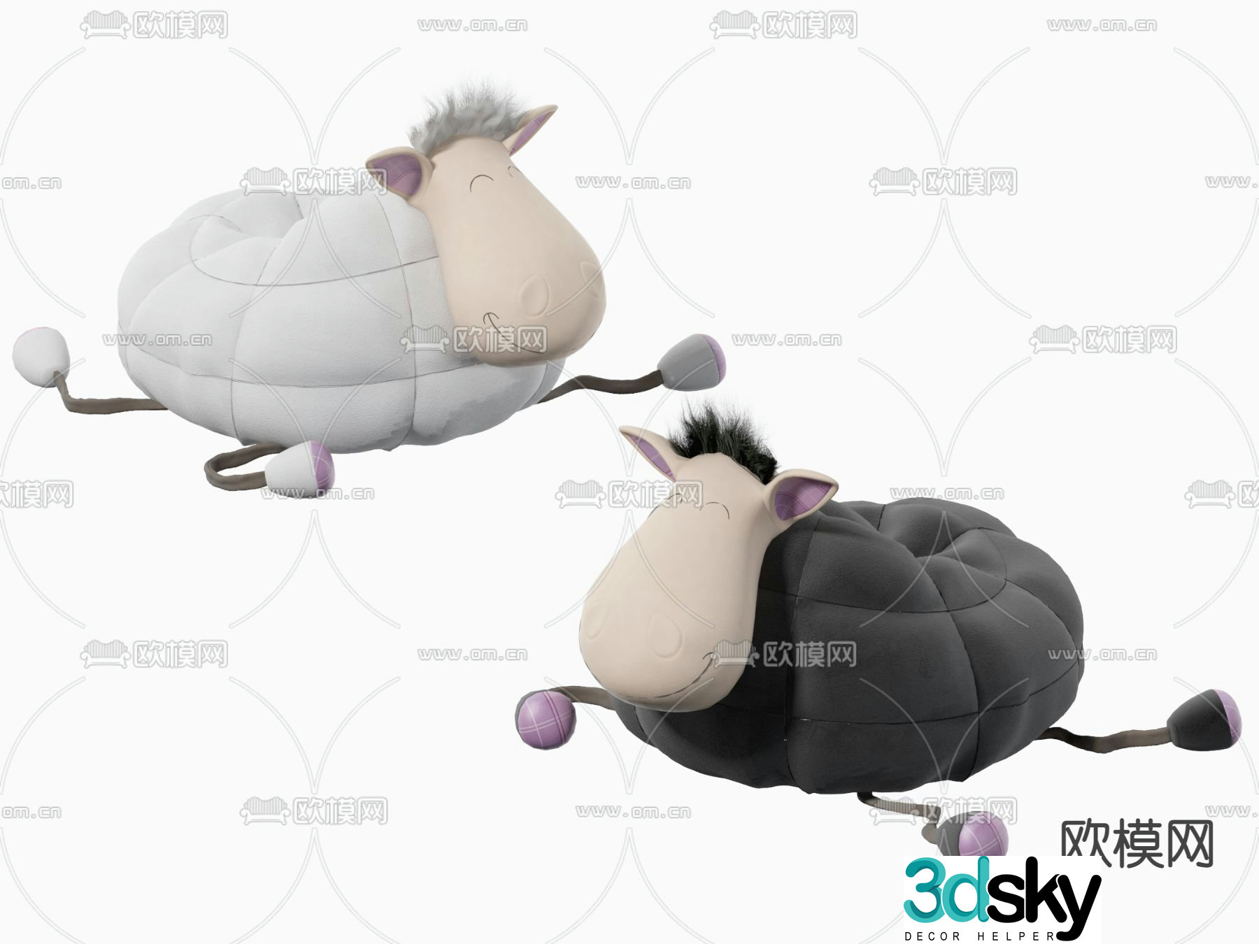 Modern cartoon sheep lazy child sofa 3d model