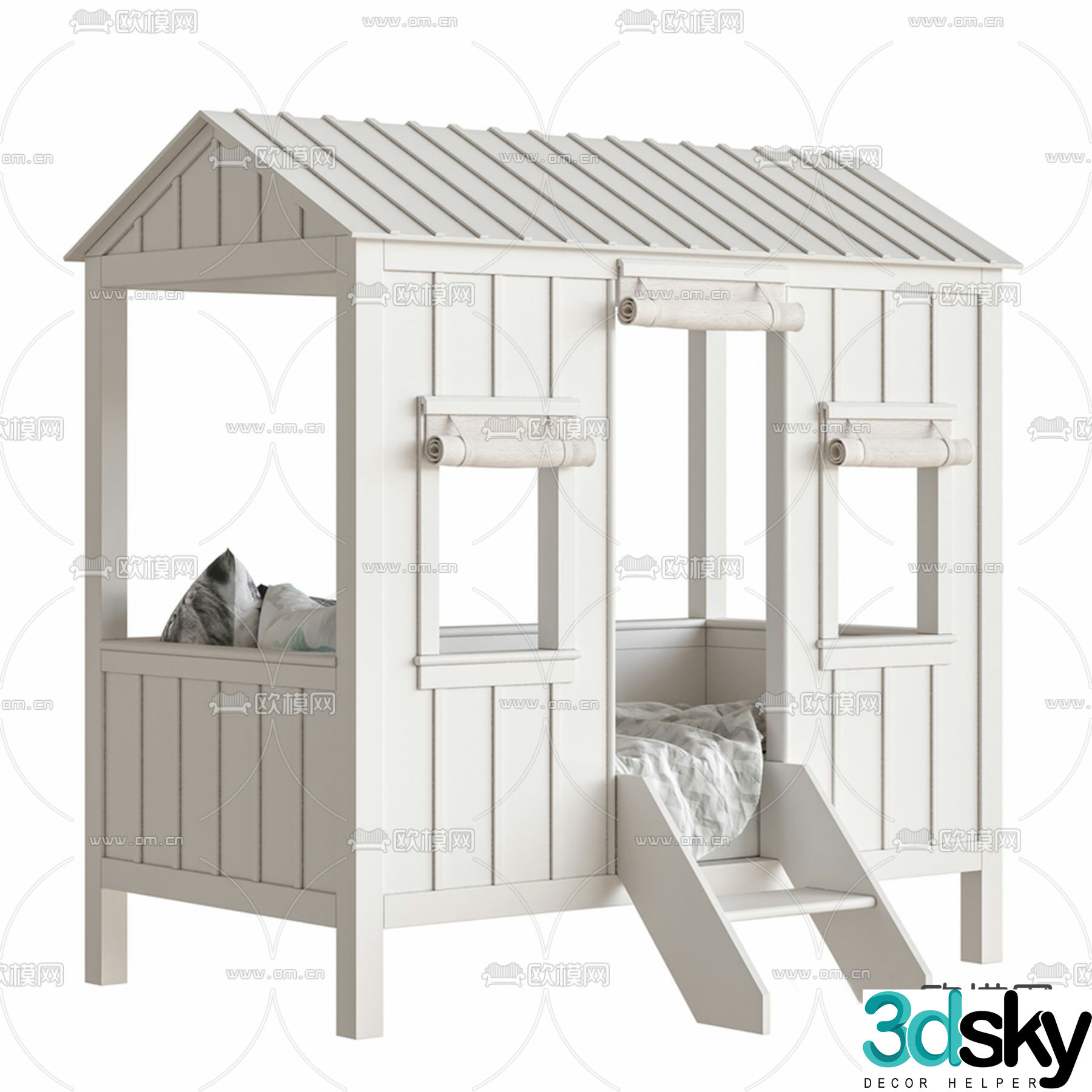 Nordic pure white crib 3d model