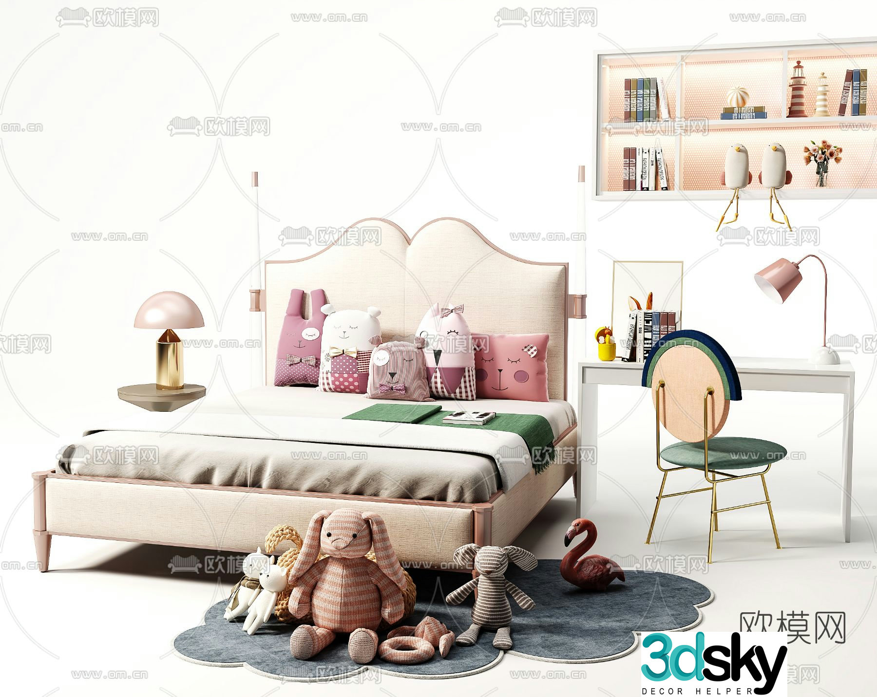 Modern girl bed children’s bed 3d model