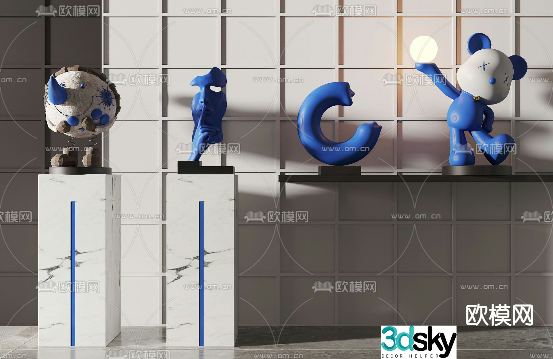 Modern KAWS trendy sculpture sculpture 3D model