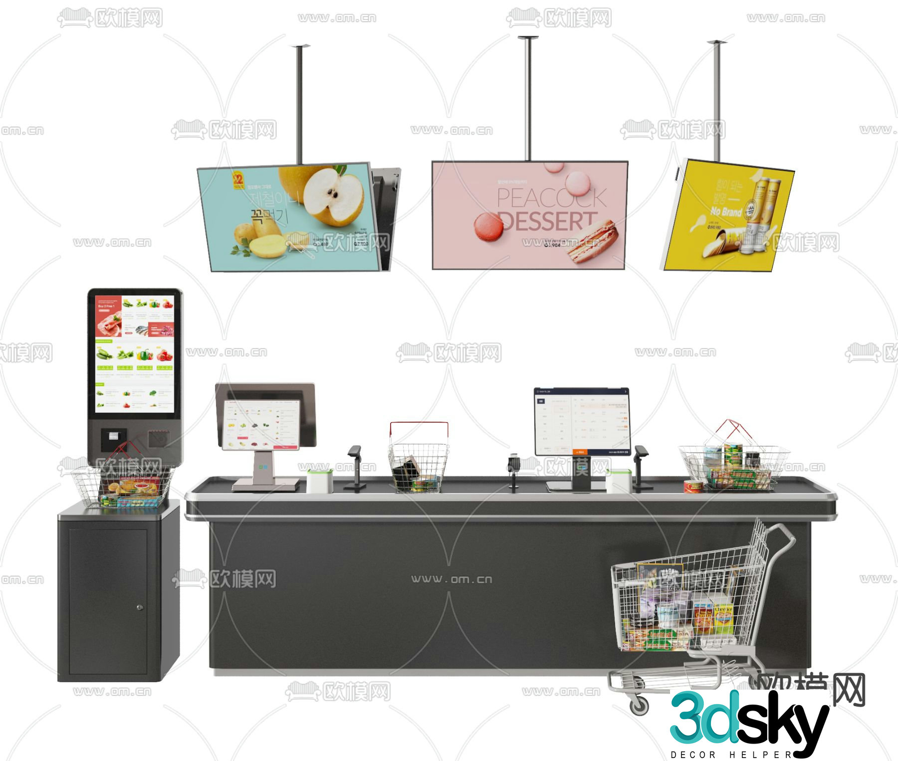 Modern cash register self-service machine cashier 3d model