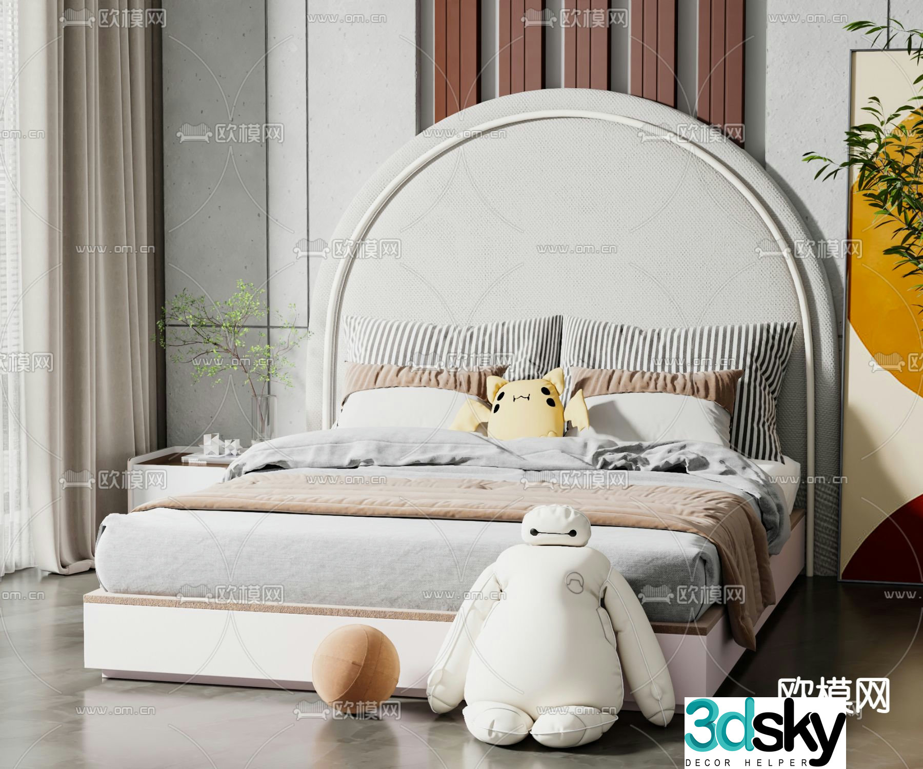 Modern children’s double bed 3d model