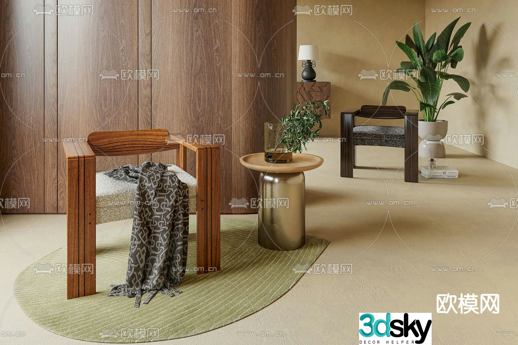 Minotti lounge chair single chair 3d model