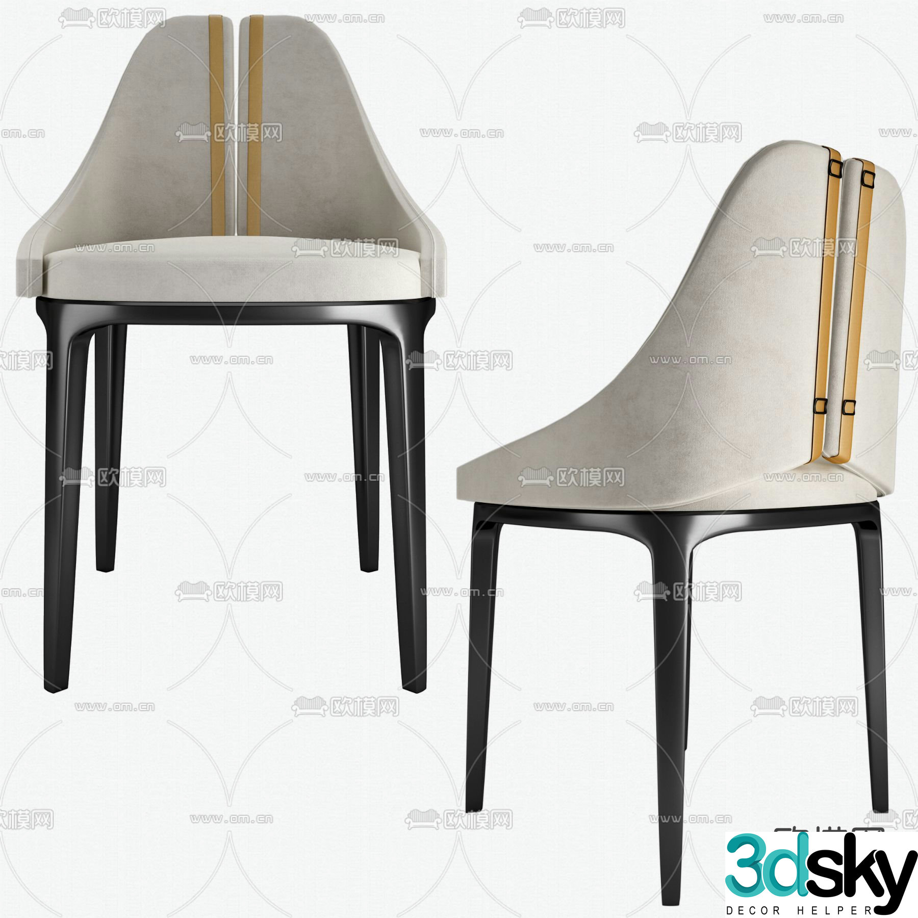Calligaris modern white side chair chair 3d model