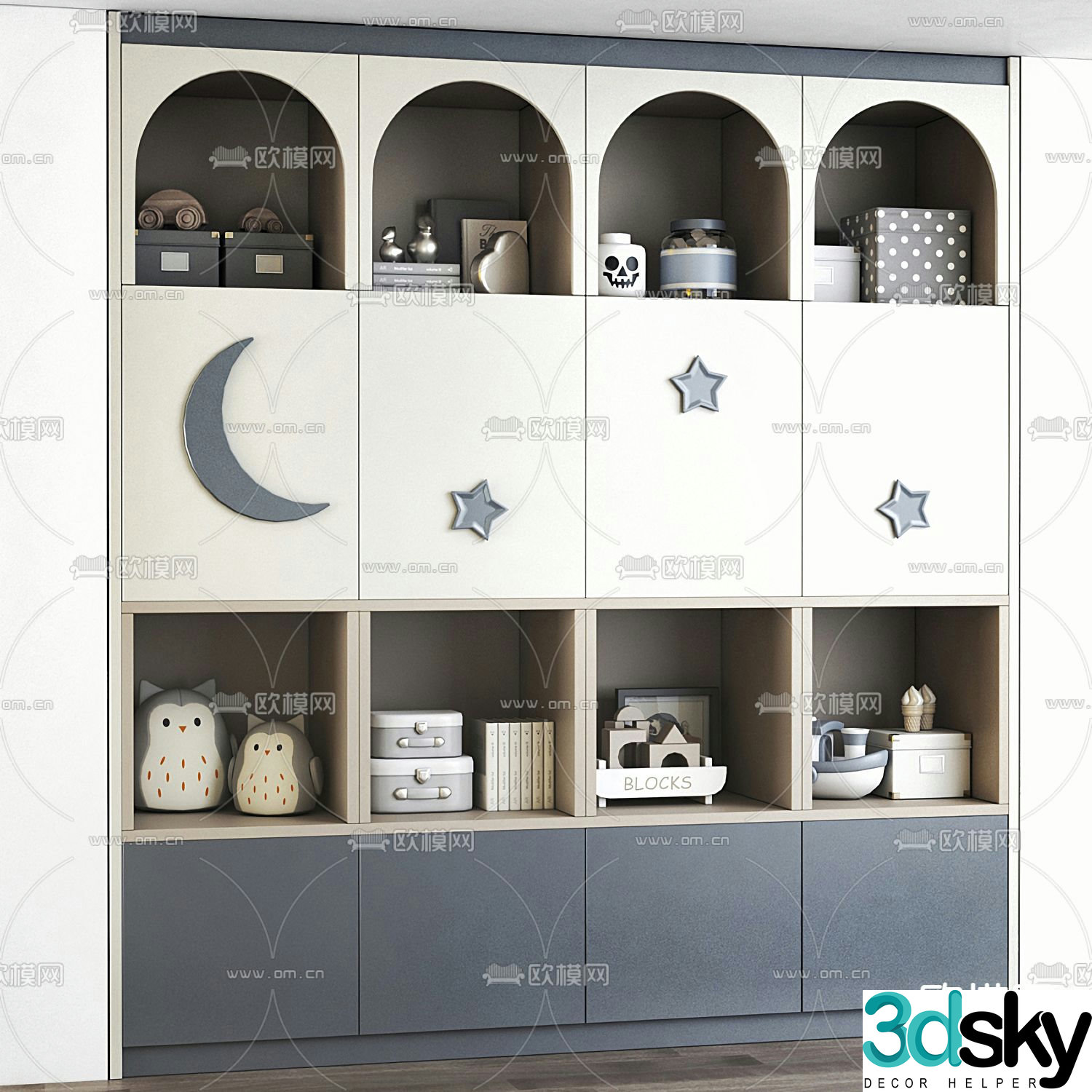 Modern children’s bookcase children’s cabinet 3d model