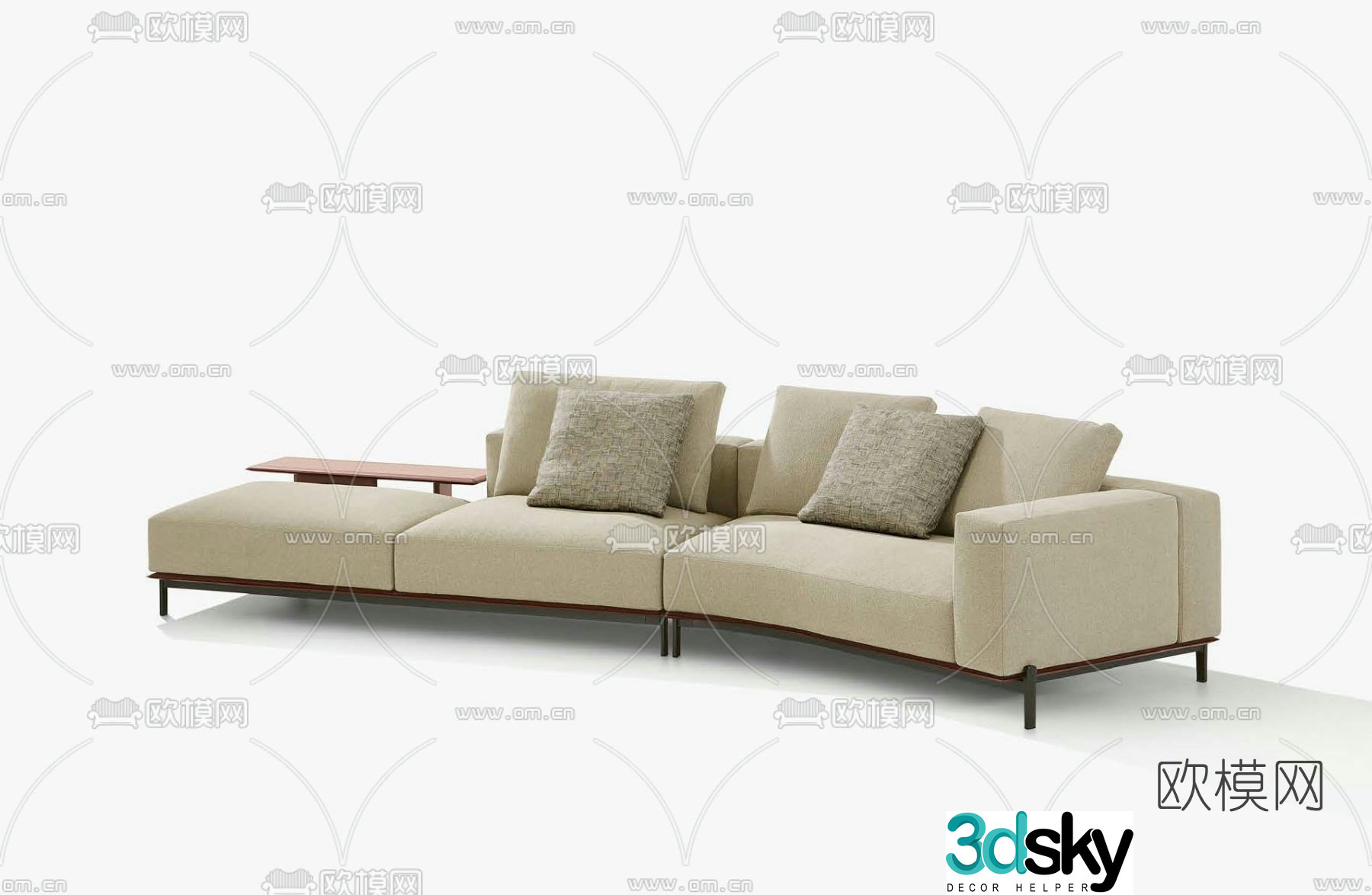poliform beige multi-person sofa 3d model