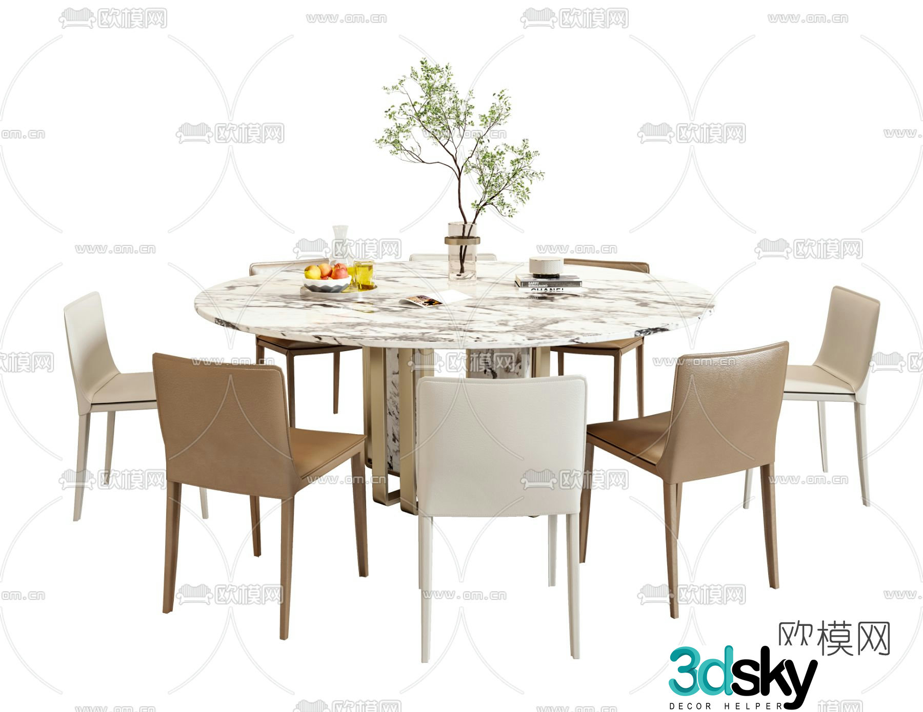 Poliform dining table and chairs 3d model