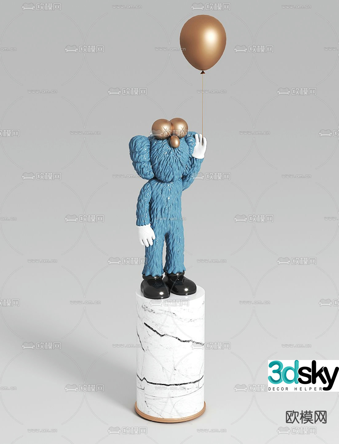 Modern KAWS sculpture ornament 3d model