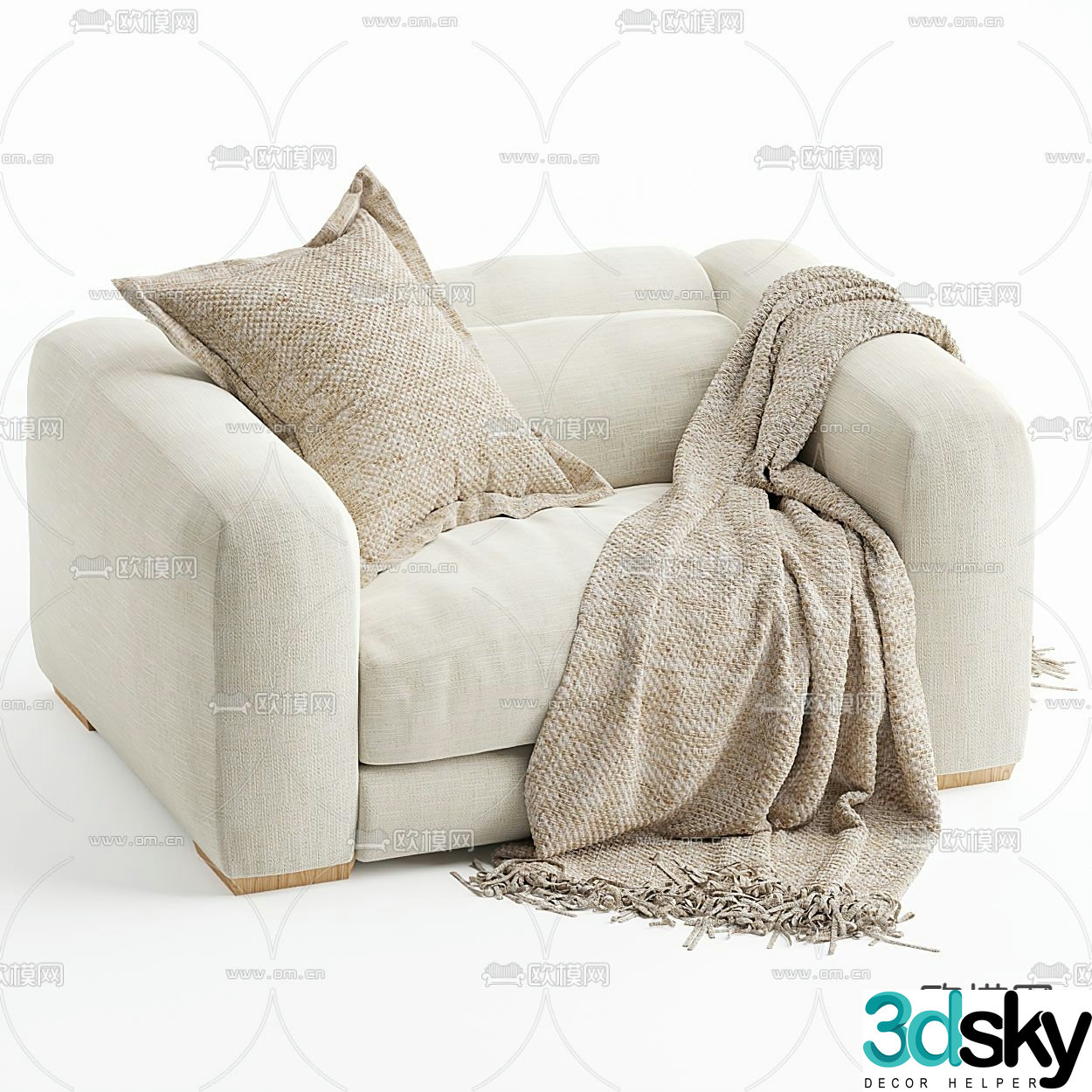 FLEXFORM white single sofa 3d model