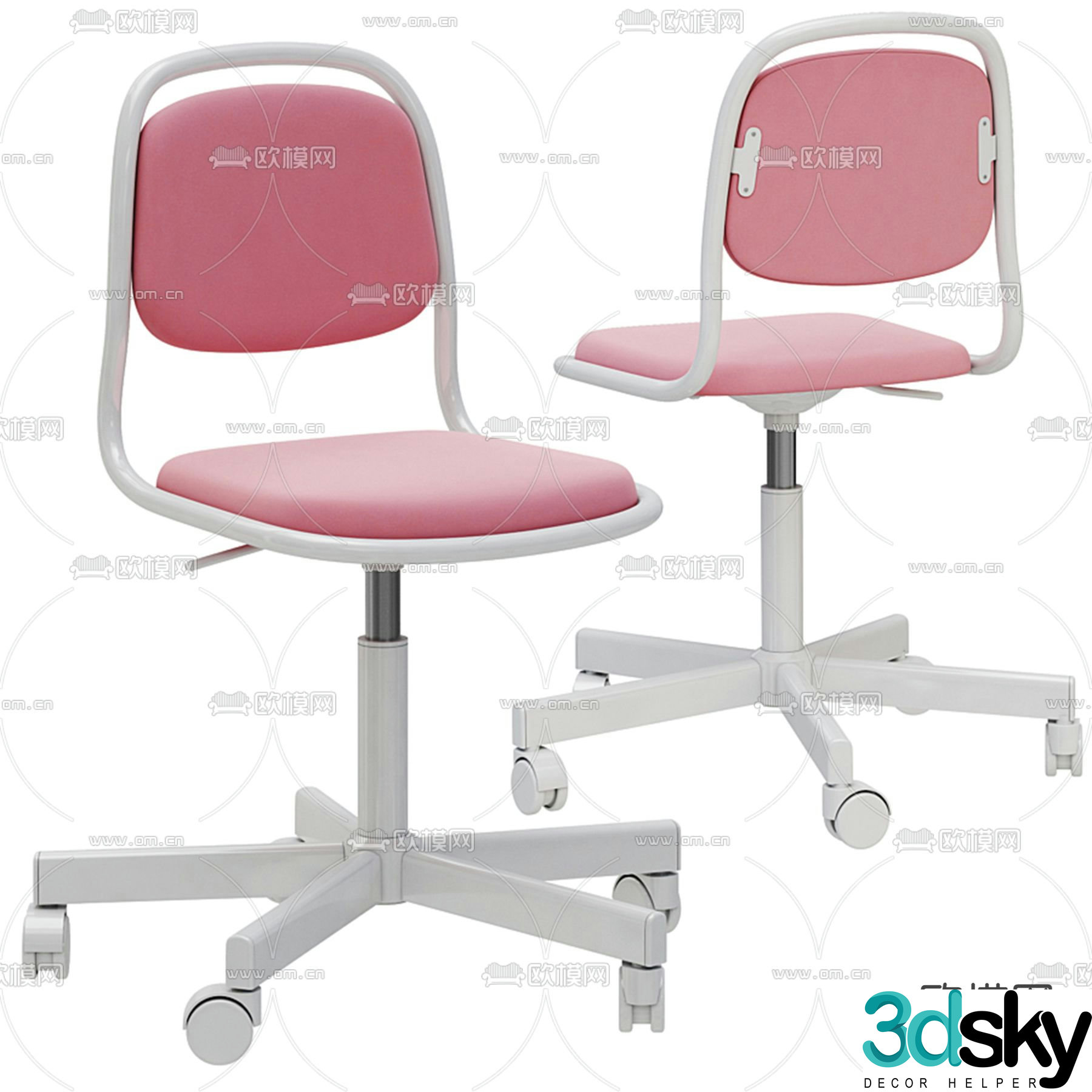 Modern pink children’s chair 3d model