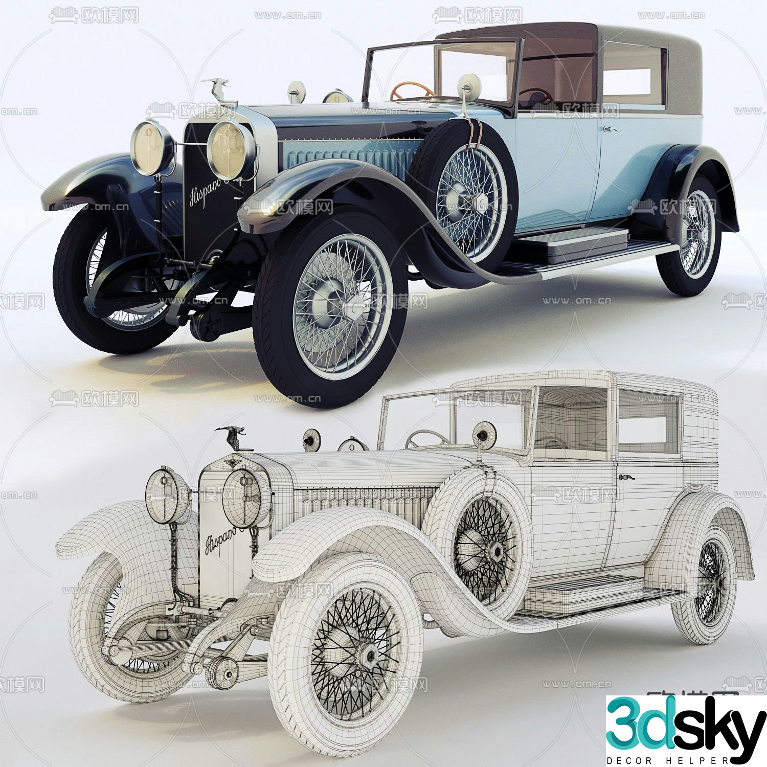 Modern classic car retro car 3d model
