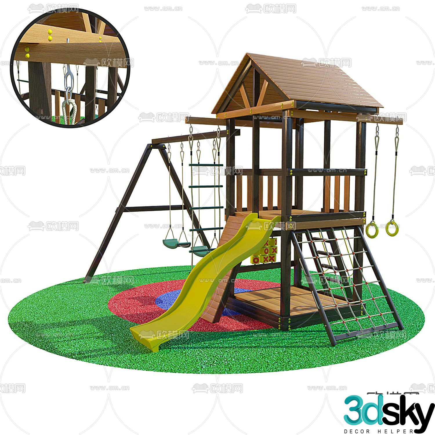 Modern swing children's slide 3d model
