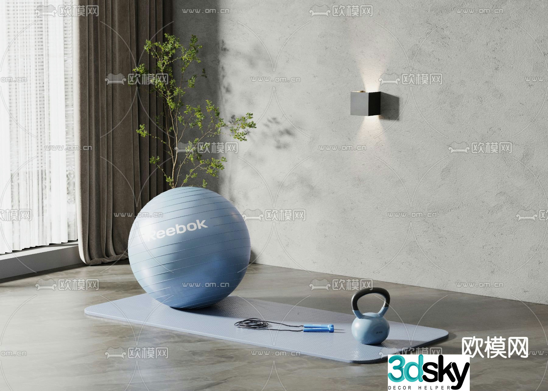 Yoga ball fitness equipment 3d model