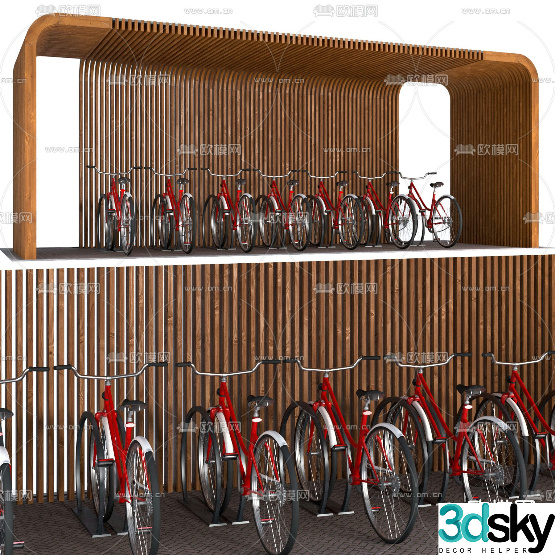 Modern bike shed 3d model