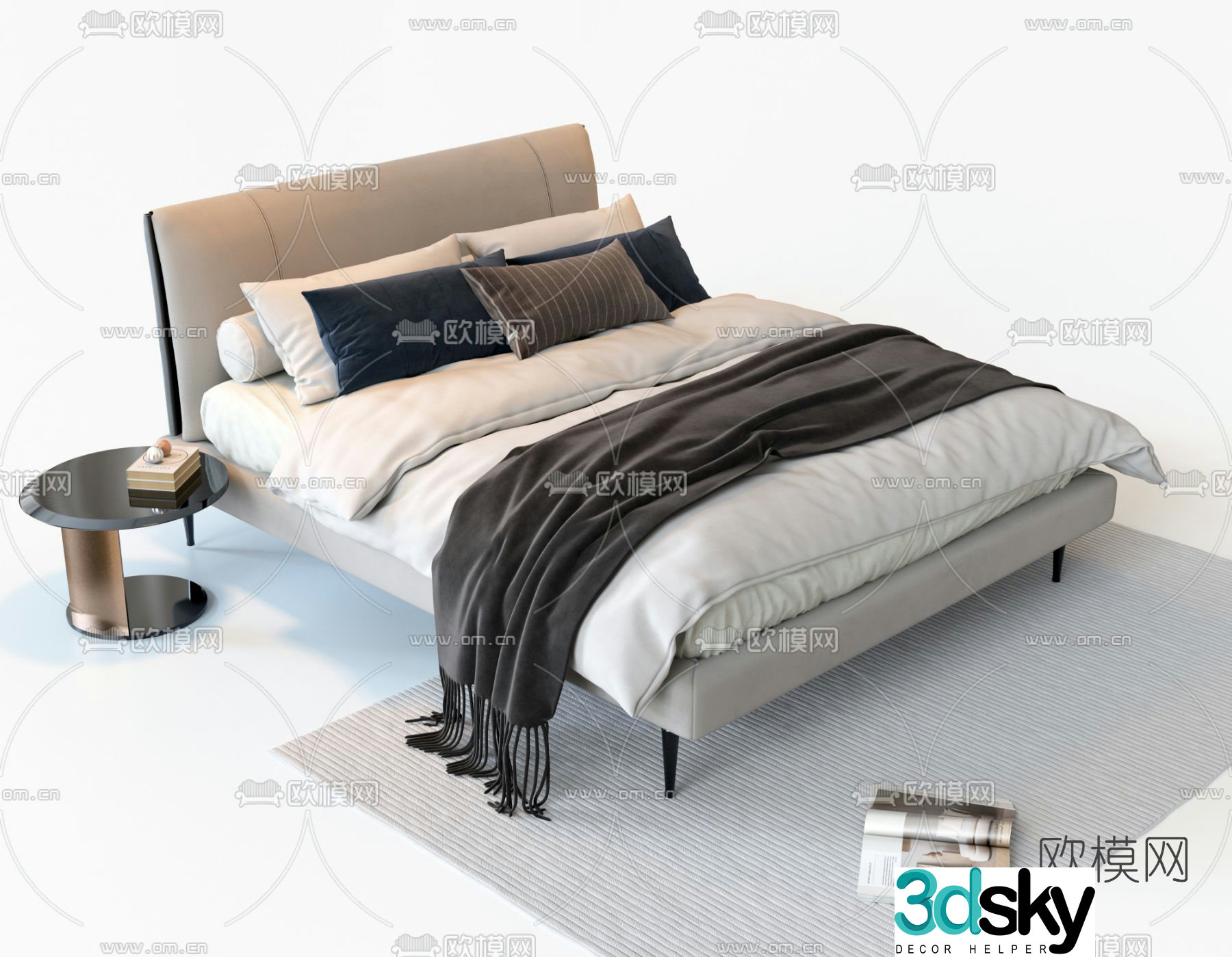 B&B double bed 3d model