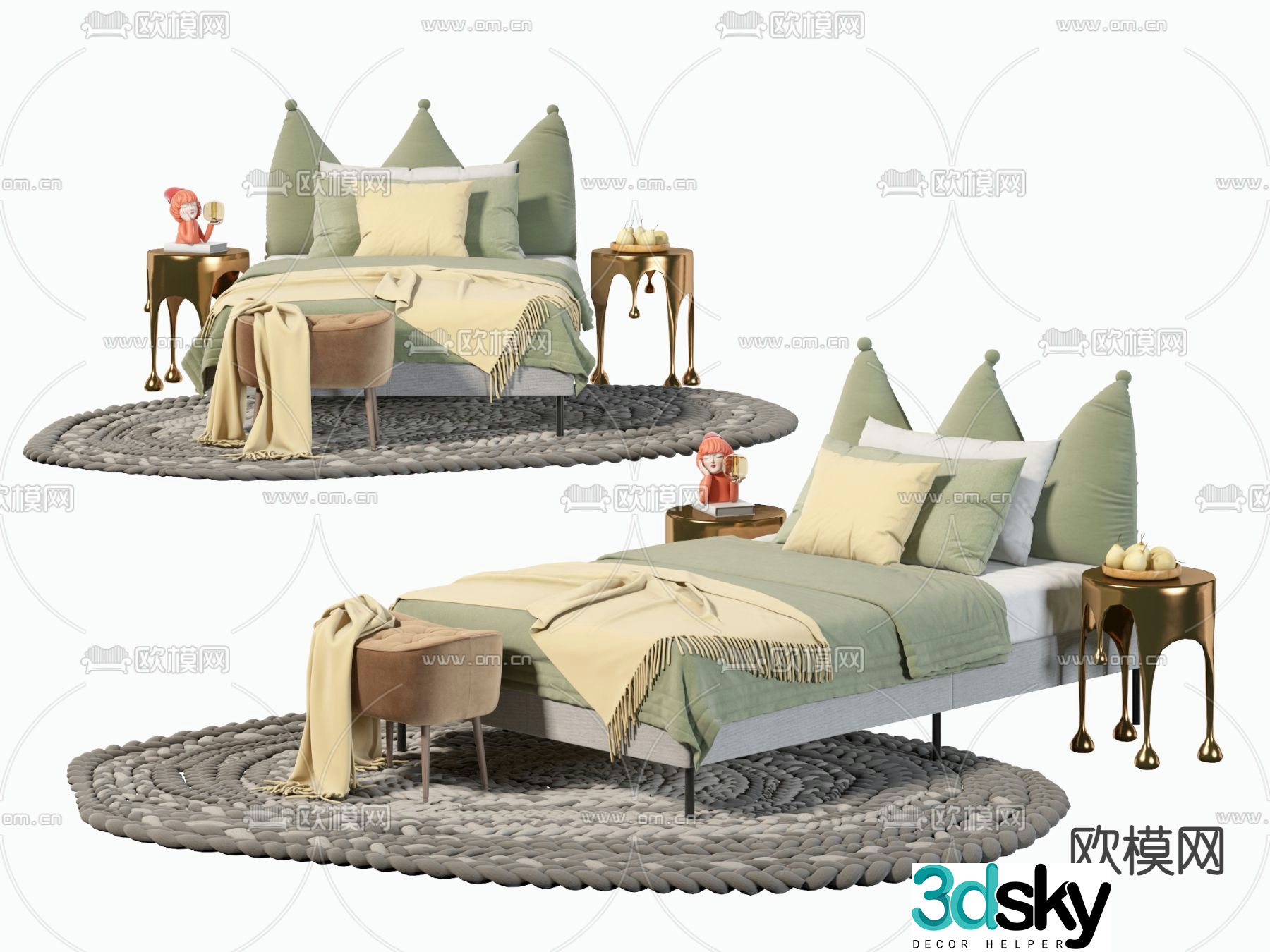 Nordic style children’s bed child’s bed single bed 3D model